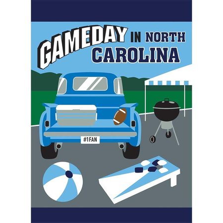 MAGNOLIA GARDEN FLAGS 13 x 18 in Game Day in North Carolina Garden Flag Light Blue  White 1455